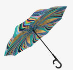 Ettavee "Rainbow Riviera 1" Reverse Inverted Umbrella - Hands-Free, Windproof Design
