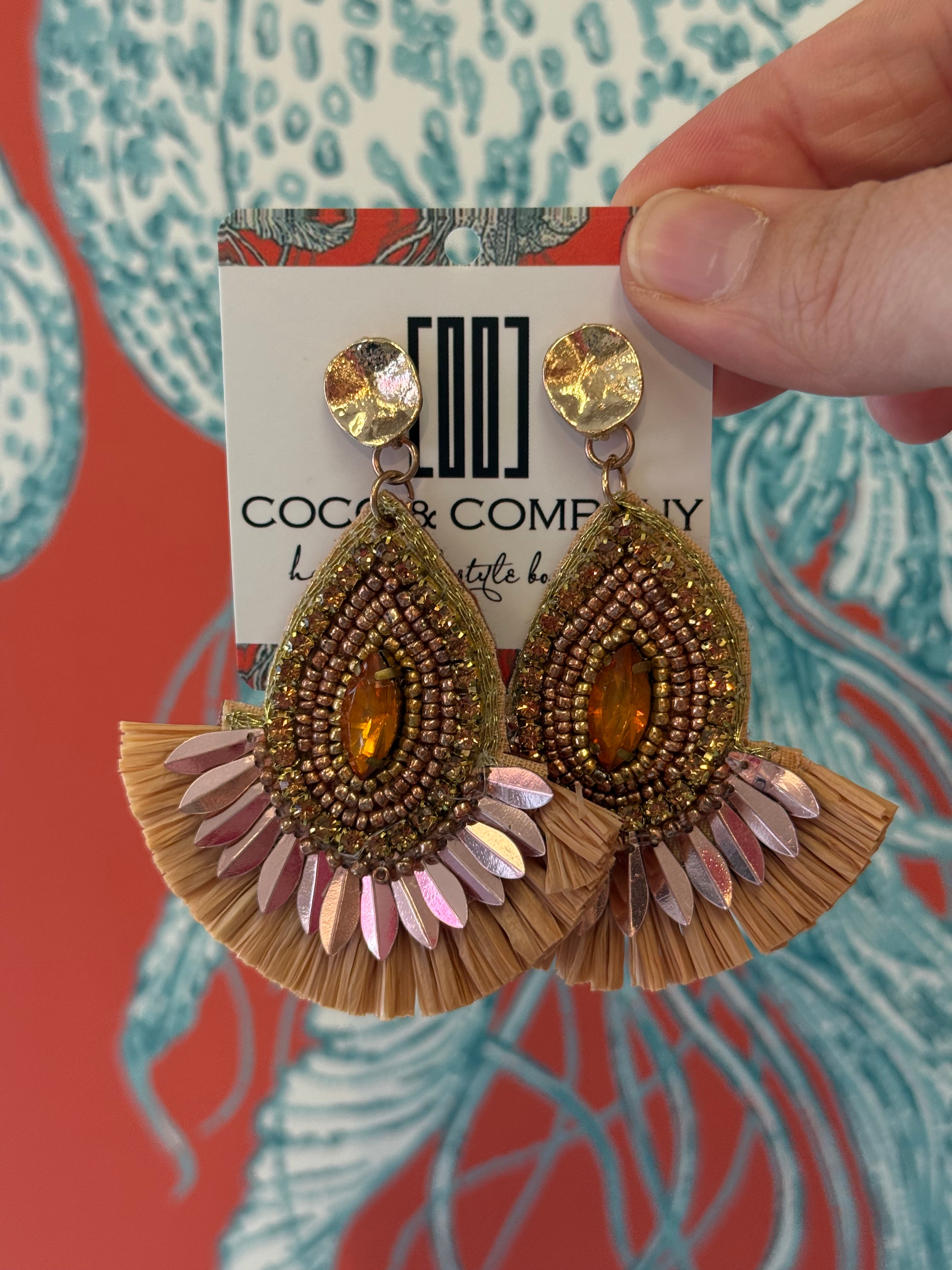 Copper Studded Fan Earrings