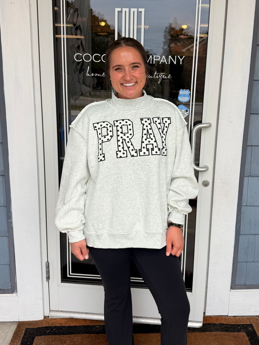 Gray Pray Polka Dot Embroidered Sweatshirt
