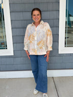 Pale Multicolor Botanical Long Sleeve Top