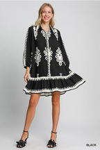Black Two Tone Abstract Mini Dress