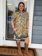 Olive Floral Print Mini Dress
