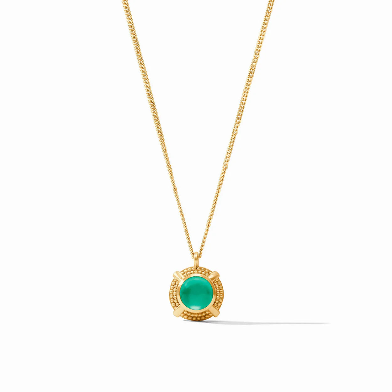 Cabochon Solitaire Necklace, Iridescent Emerald Green