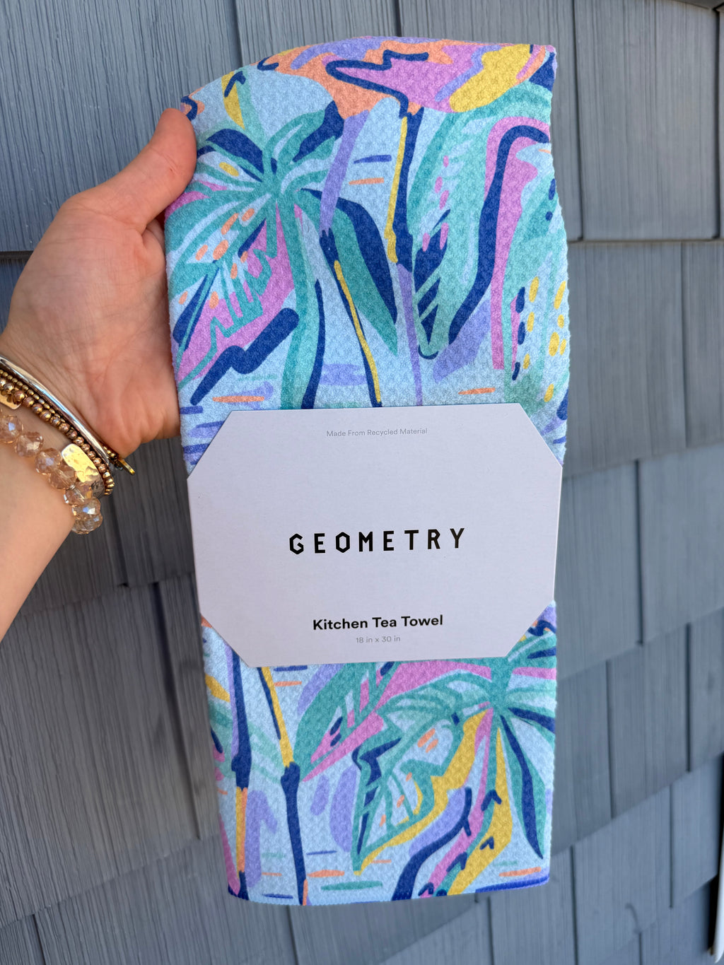 Pink Flamingo Tea Towel Geometry