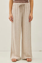 Mocha 29" Inseam Striped Linen Wide
Leg Pants