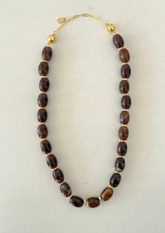 Chunky Magnetic Link Necklace- Dark Brown- Smith & Co.