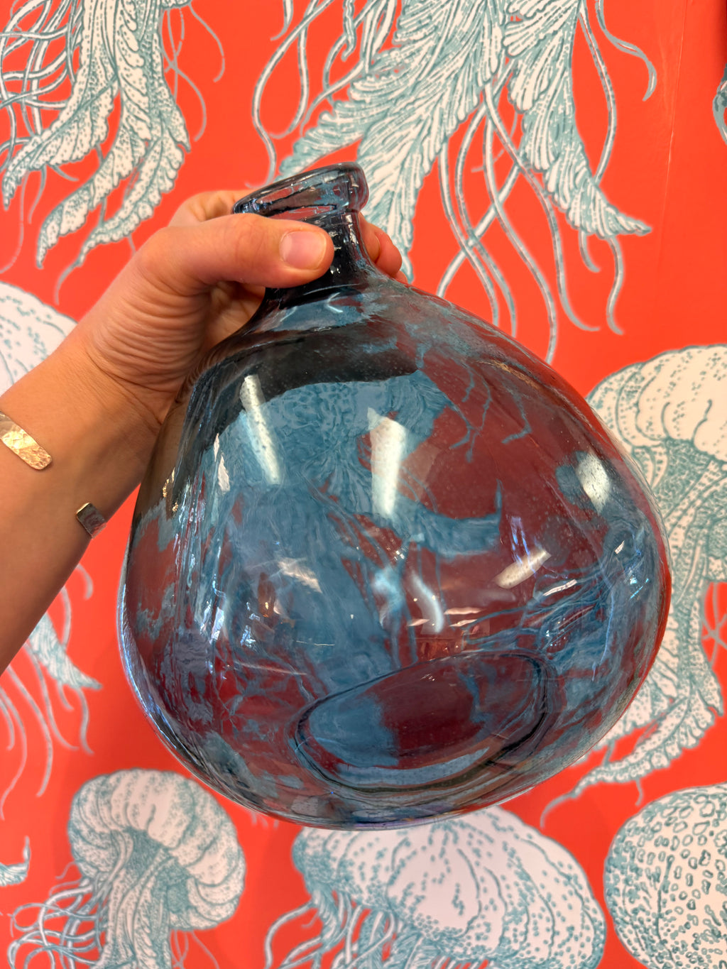 Blue Recycled Glass Vase Made in Spain