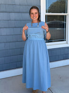 Blue Cotton Tank Midi Dress
