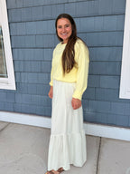 Off White 3-tier Elastic Waist Skirt