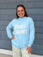 Blue Jesus Saves Mockneck Sweatshirt