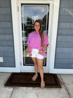 Bright Periwinkle Double Gauze Button Up Top