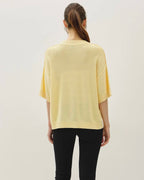 Yellow Oversize Cut Sweater Top with Raw Edge
