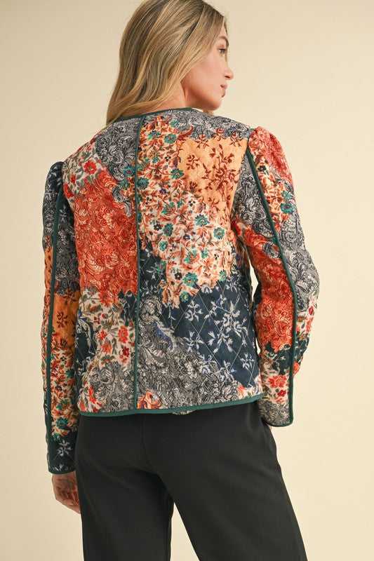 Navy Patchwork Quilted Jacket SHOPS OR PICKUP FROM COCO 10/21/25