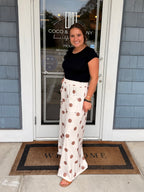 Brown & Cream Polka Dot Elastic Wide Leg Pants