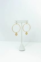 Hammered Hoop Shield Earring Oxidized Silver