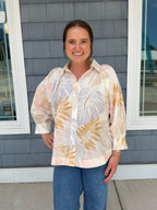 Pale Multicolor Botanical Long Sleeve Top