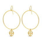 Hammered Hoop Shield Earring Worn Gold