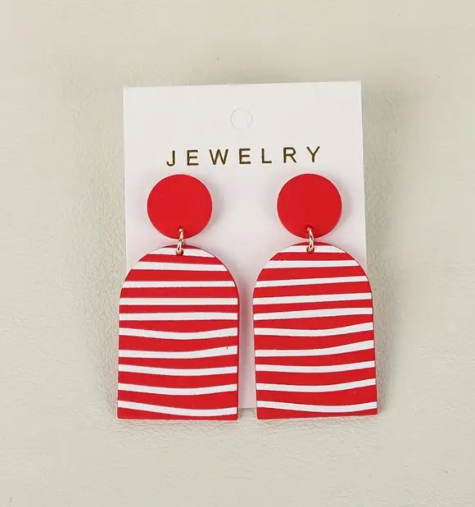 Red Stripe Acrylic Earrings