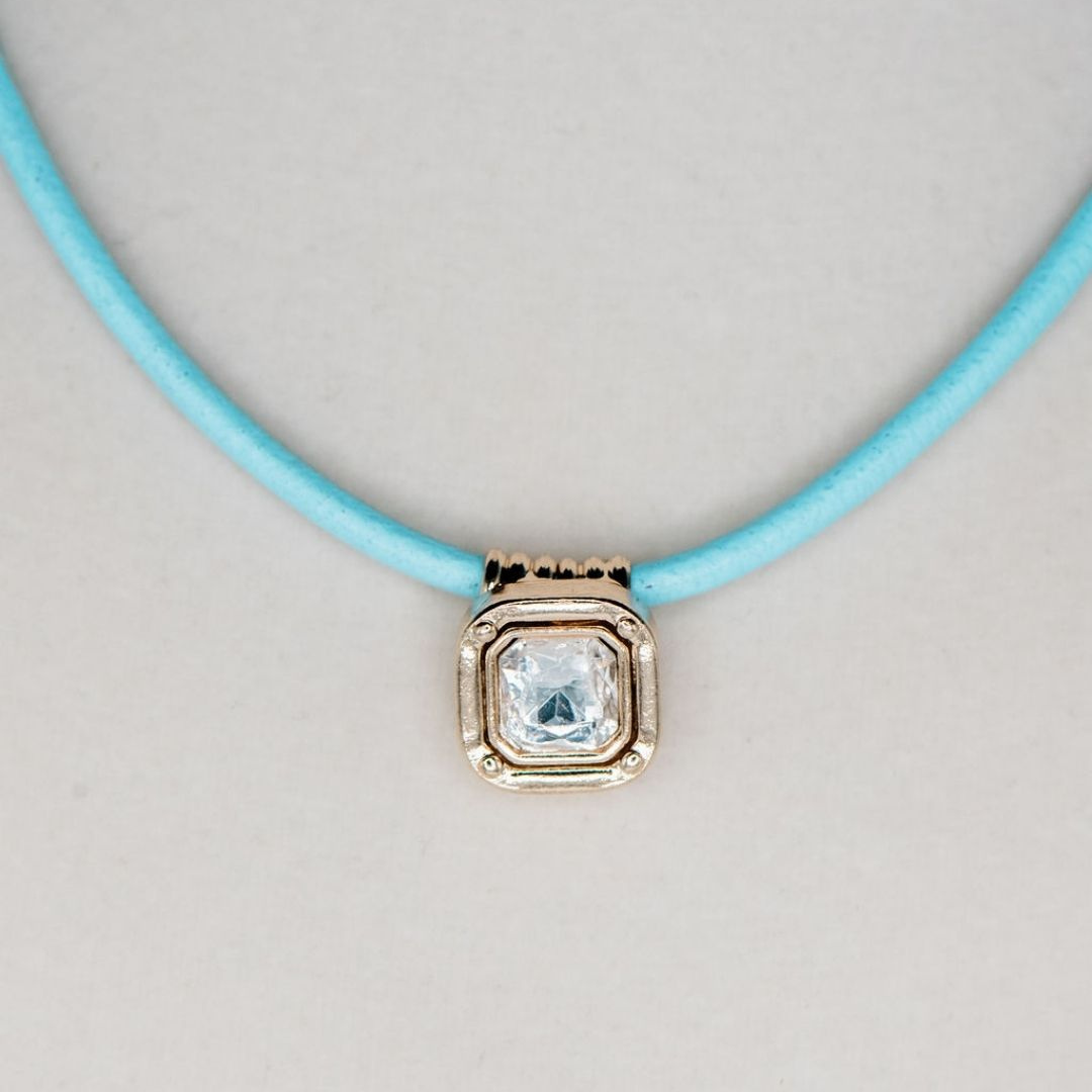 Gold Sparkle Necklace - Powder Blue - Smith & Co.