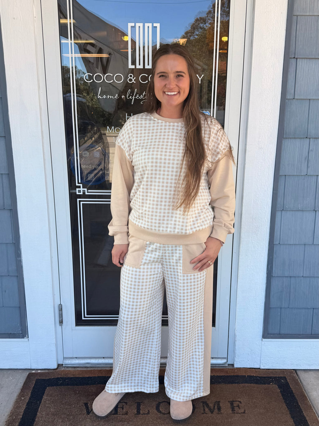 Checkered Wide Leg Pant Set