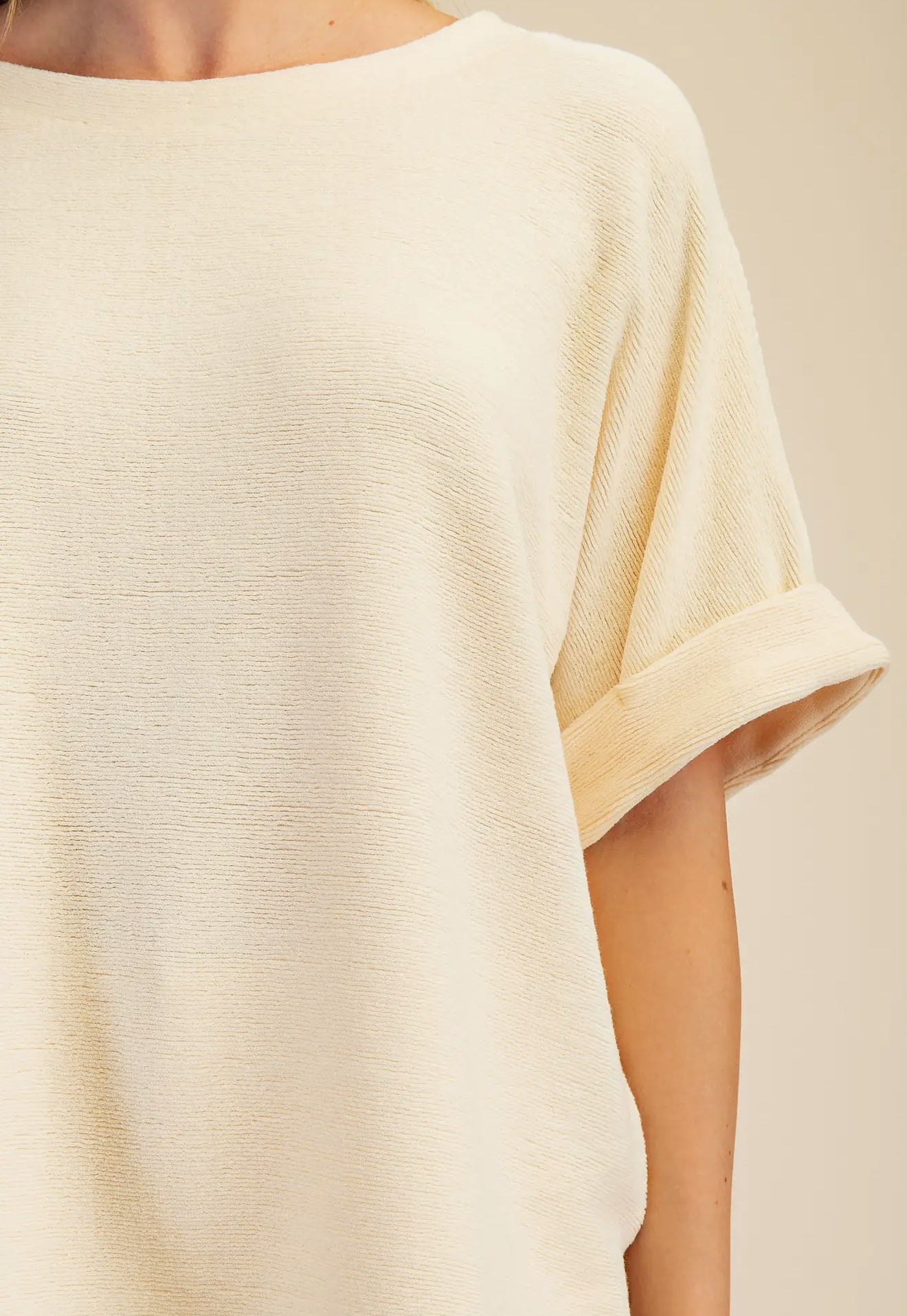 Light Yellow Dolman Sleeve Knit Top