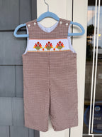 Brown & White Turkey Smocked Jon Jon, Lulu Bebe