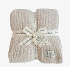 Solid Ribbed Luxe Cozy Home Blanket Sand