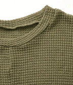Olive Green Waffle Knit SS Crossover Top