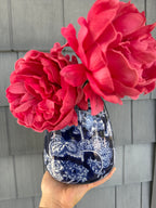 Large Blue Floral Hand Painted Vase