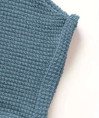 Steel Blue Waffle Knit SS Crossover Top