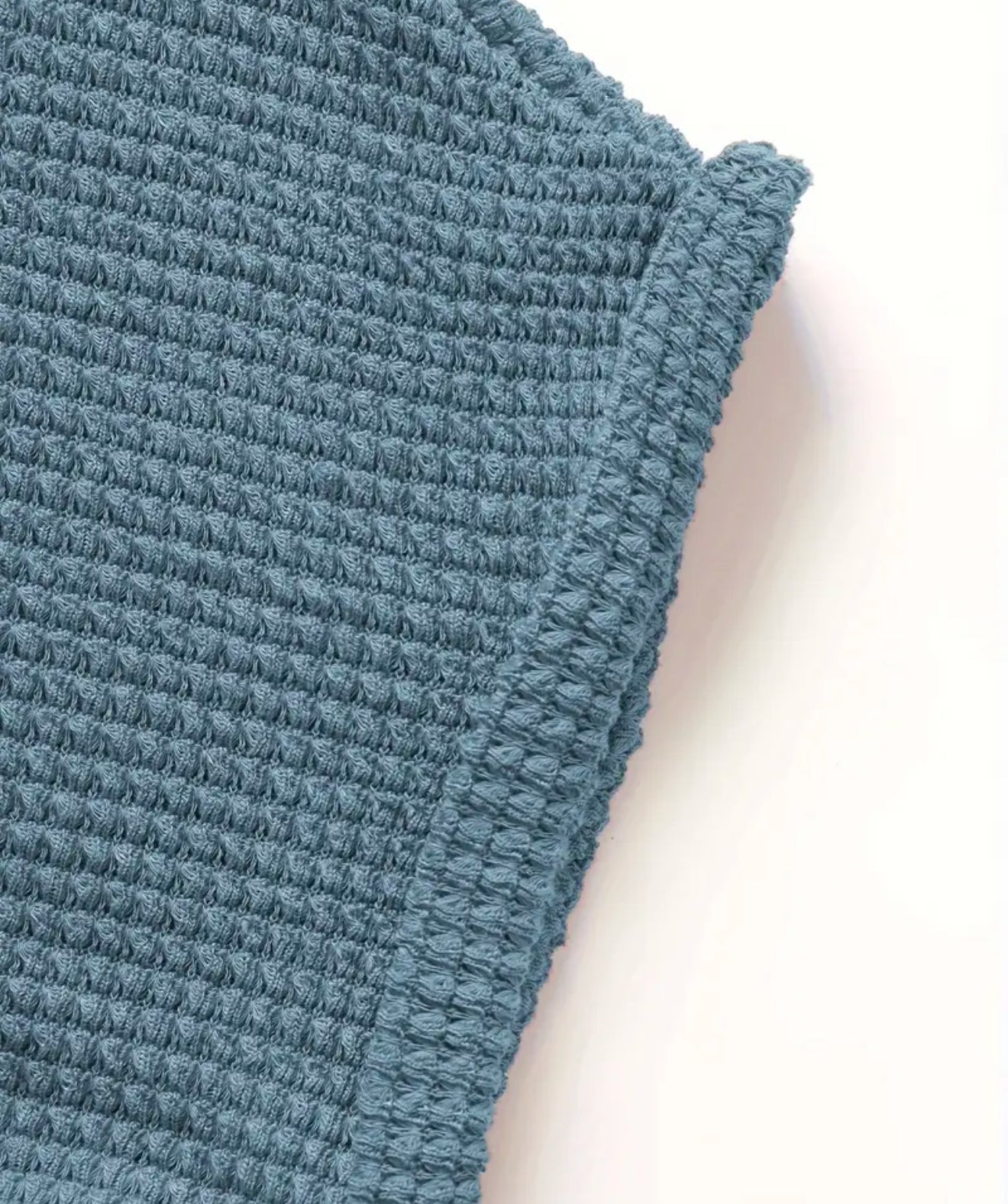 Steel Blue Waffle Knit SS Crossover Top