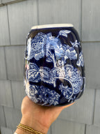 Large Blue Floral Hand Painted Vase