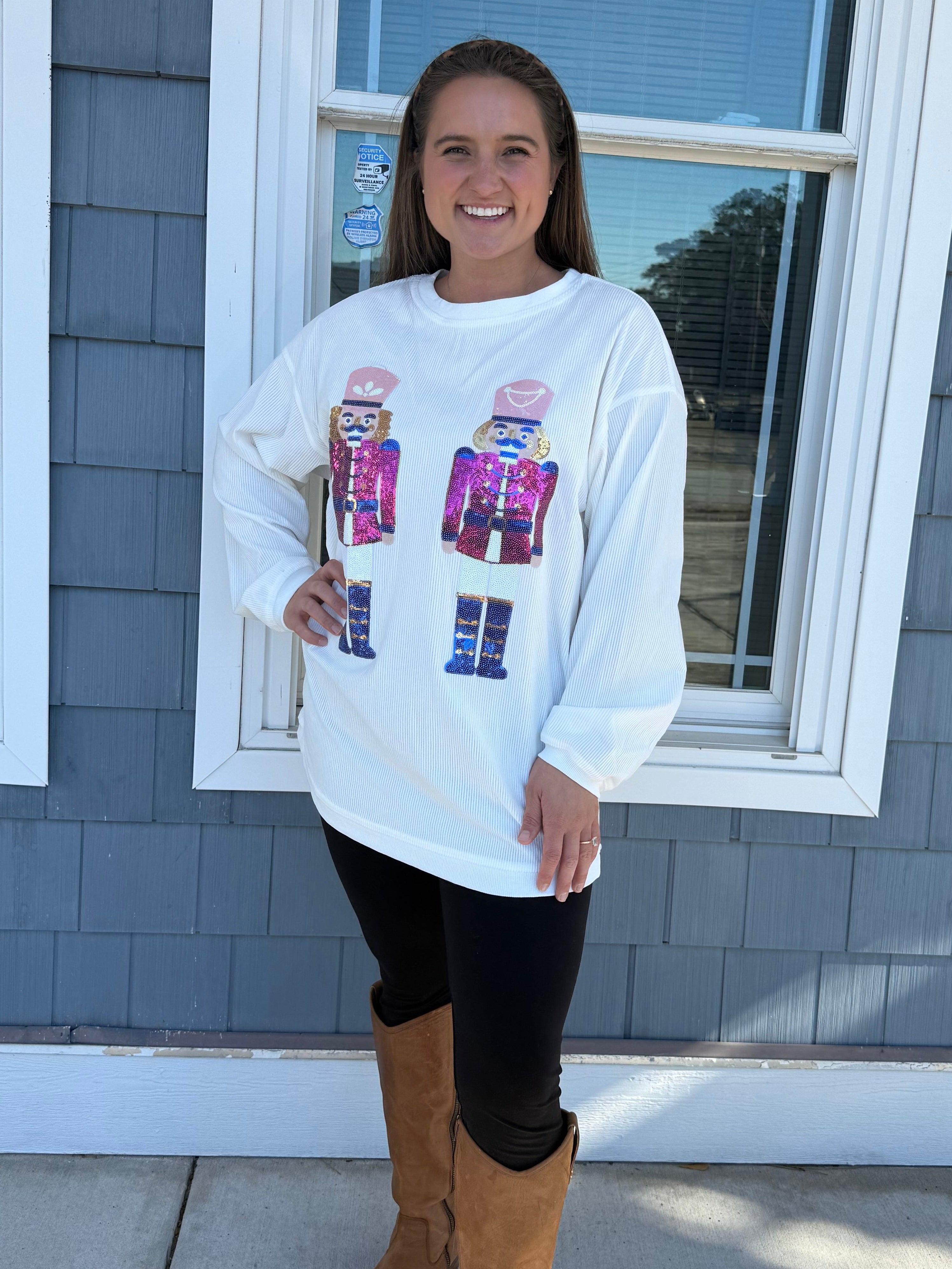 White Sequin Nutcracker Top
