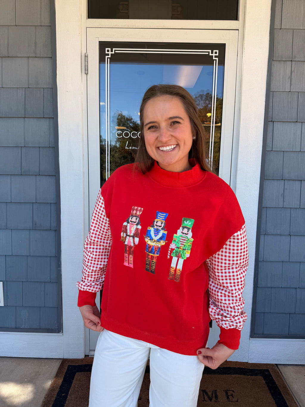 Red Nutcracker Sequin Mockneck