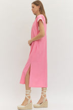 Pink Appliqué Trim Midi Dress SHIPS OR PICKUP FROM COCO 2/23/26