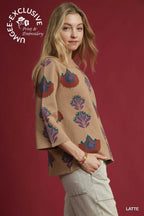 Latte Floral Knit Sweater Top SHIPS OR PICKUP FROM COCO 10/10/25