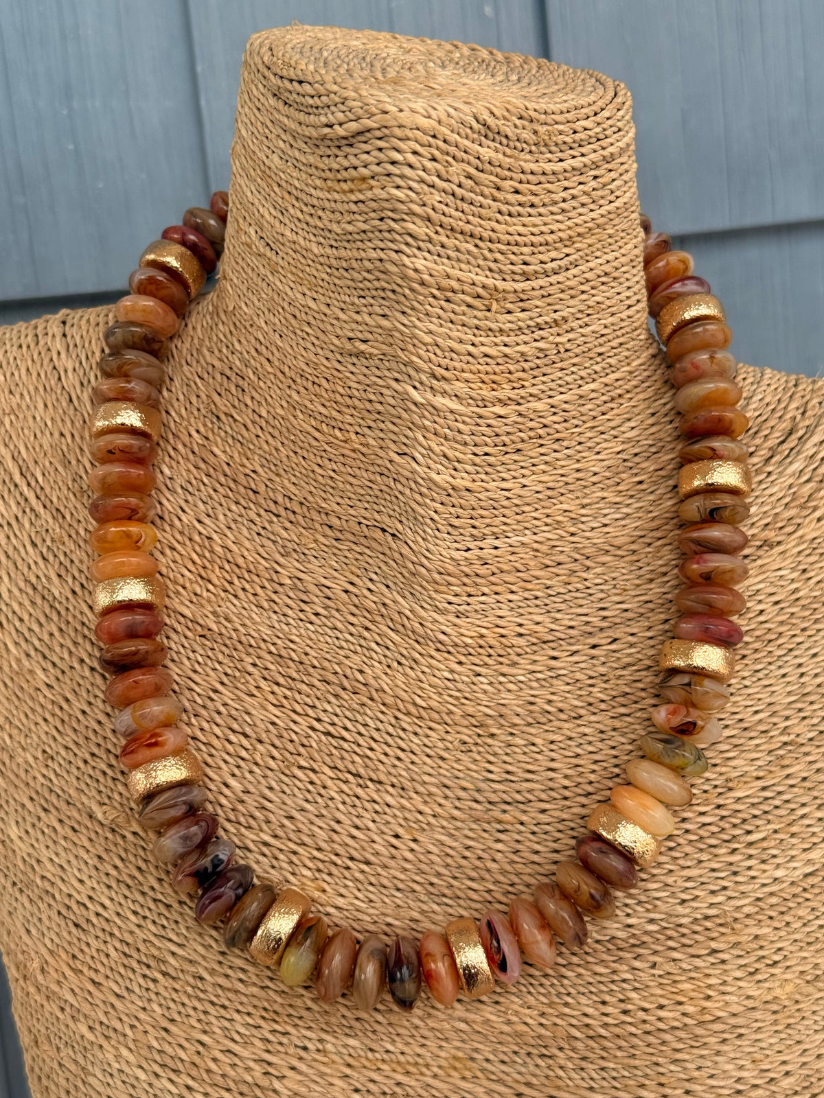 Light Brown & Gold Beaded Necklace