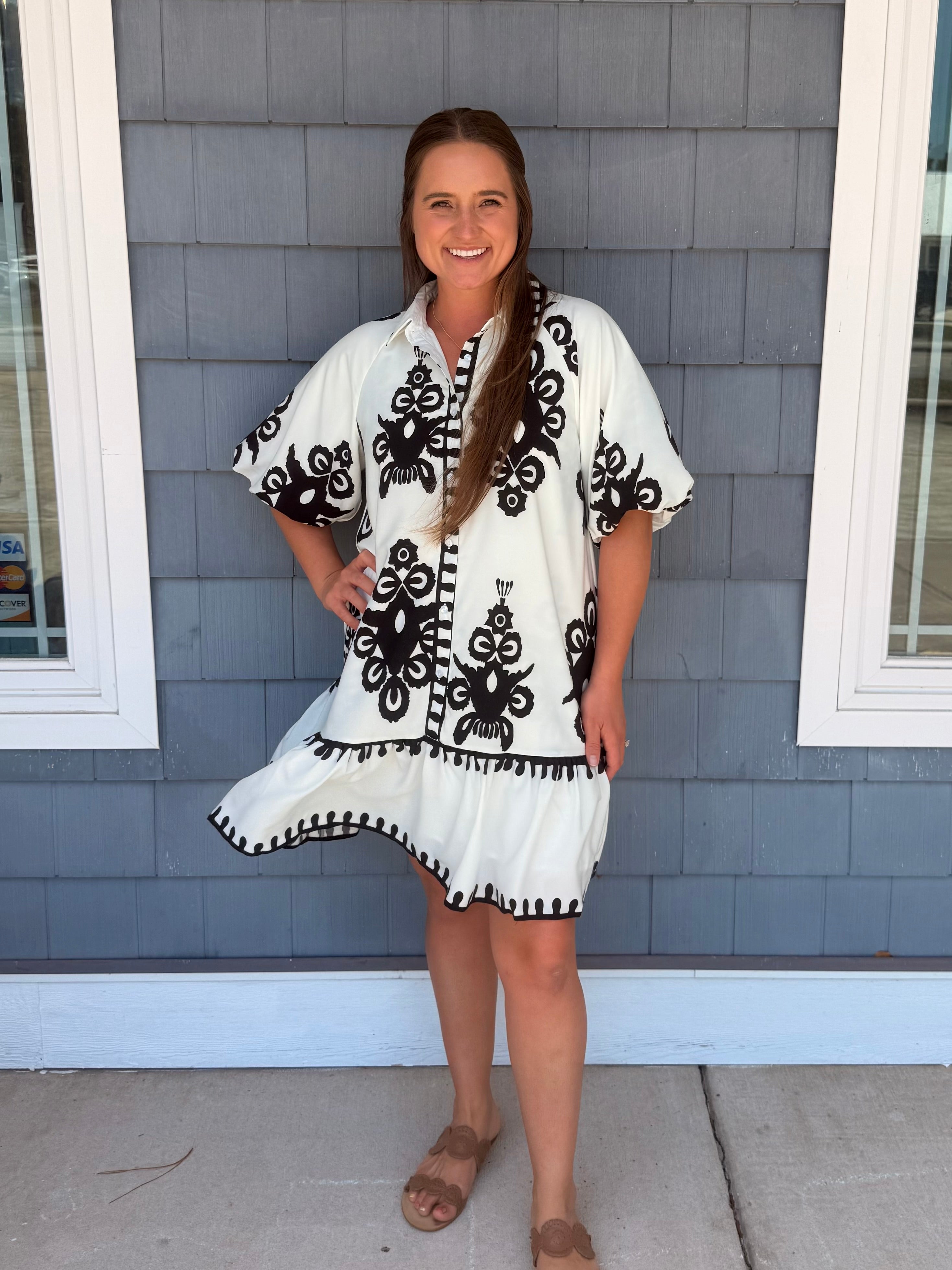 Off White Bold Print Mini Dress