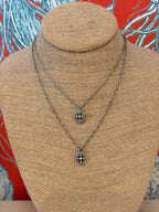 Short Shield Necklace Silver Finish