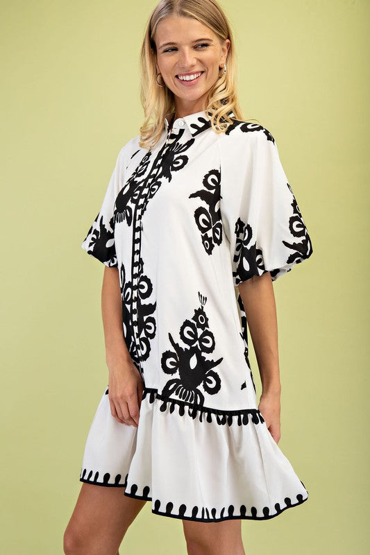 PREORDER: Off White Bold Print Mini Dress