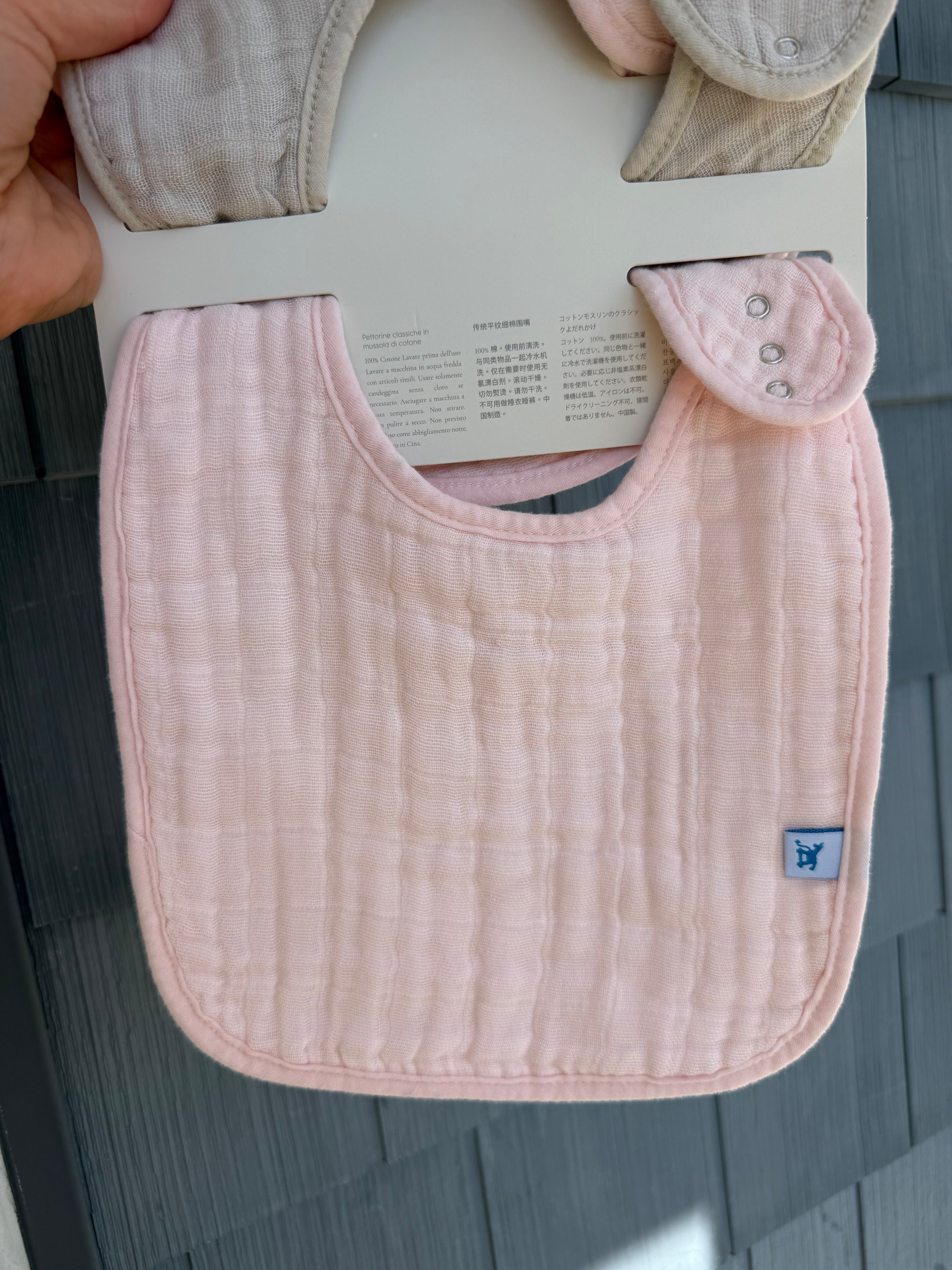 3 Piece Little Unicorn Cotton Muslin Classic Bib Set Peaches, Pink, Stripes