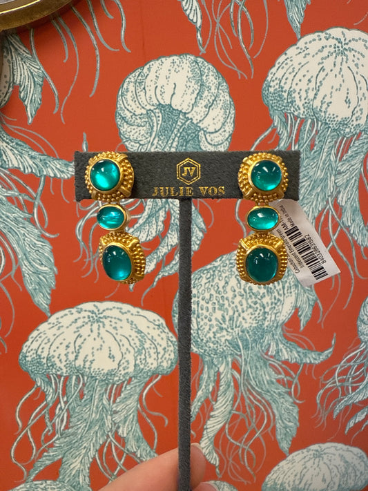 Cabochan Statement Earring Iridescent Emerald Green