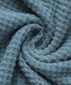 Steel Blue Waffle Knit SS Crossover Top