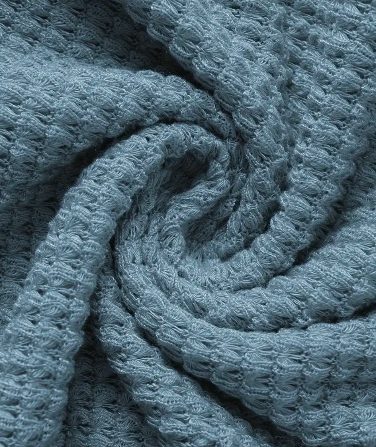 Steel Blue Waffle Knit SS Crossover Top