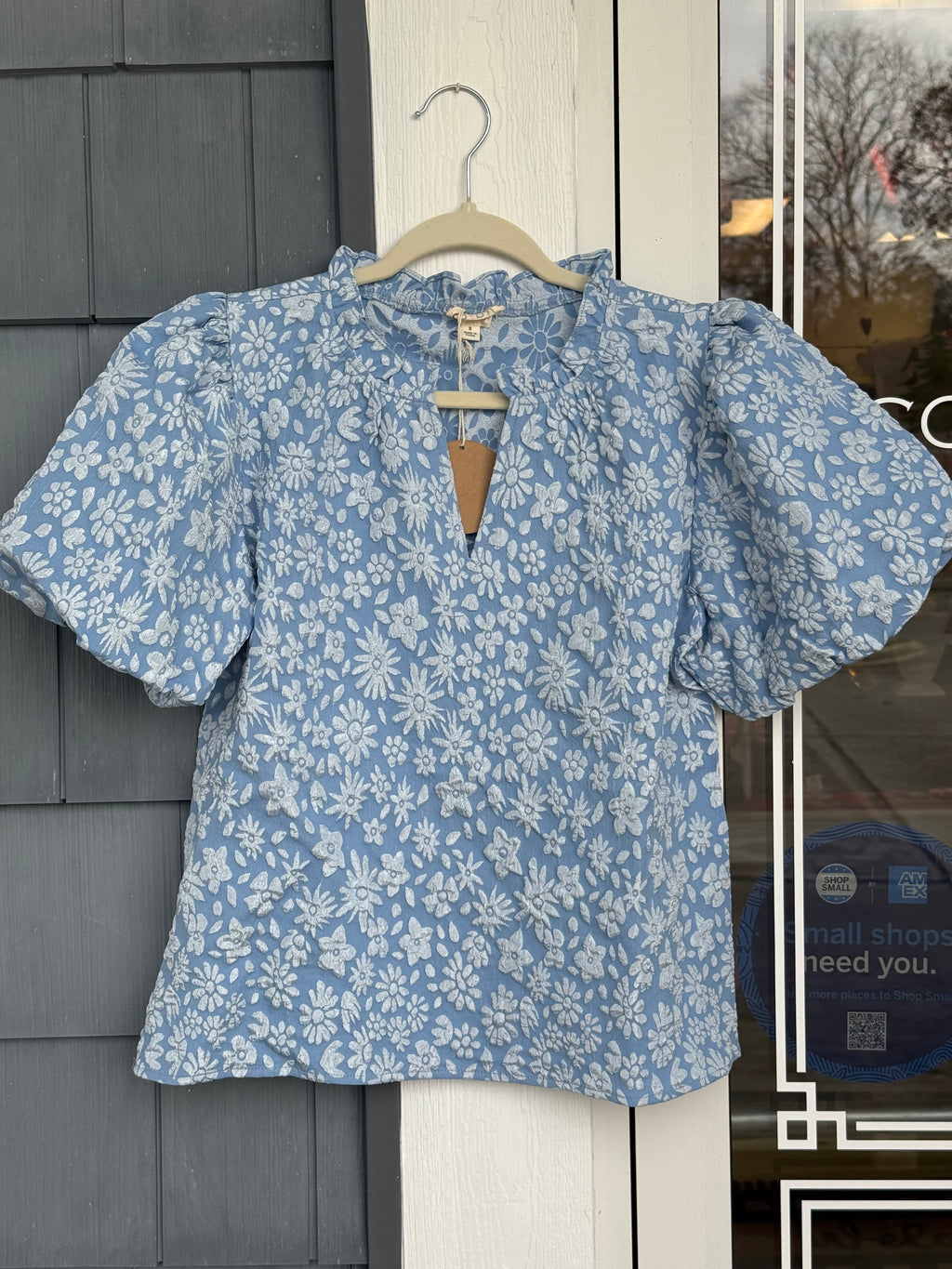Light Blue Floral Pattern Texture Top