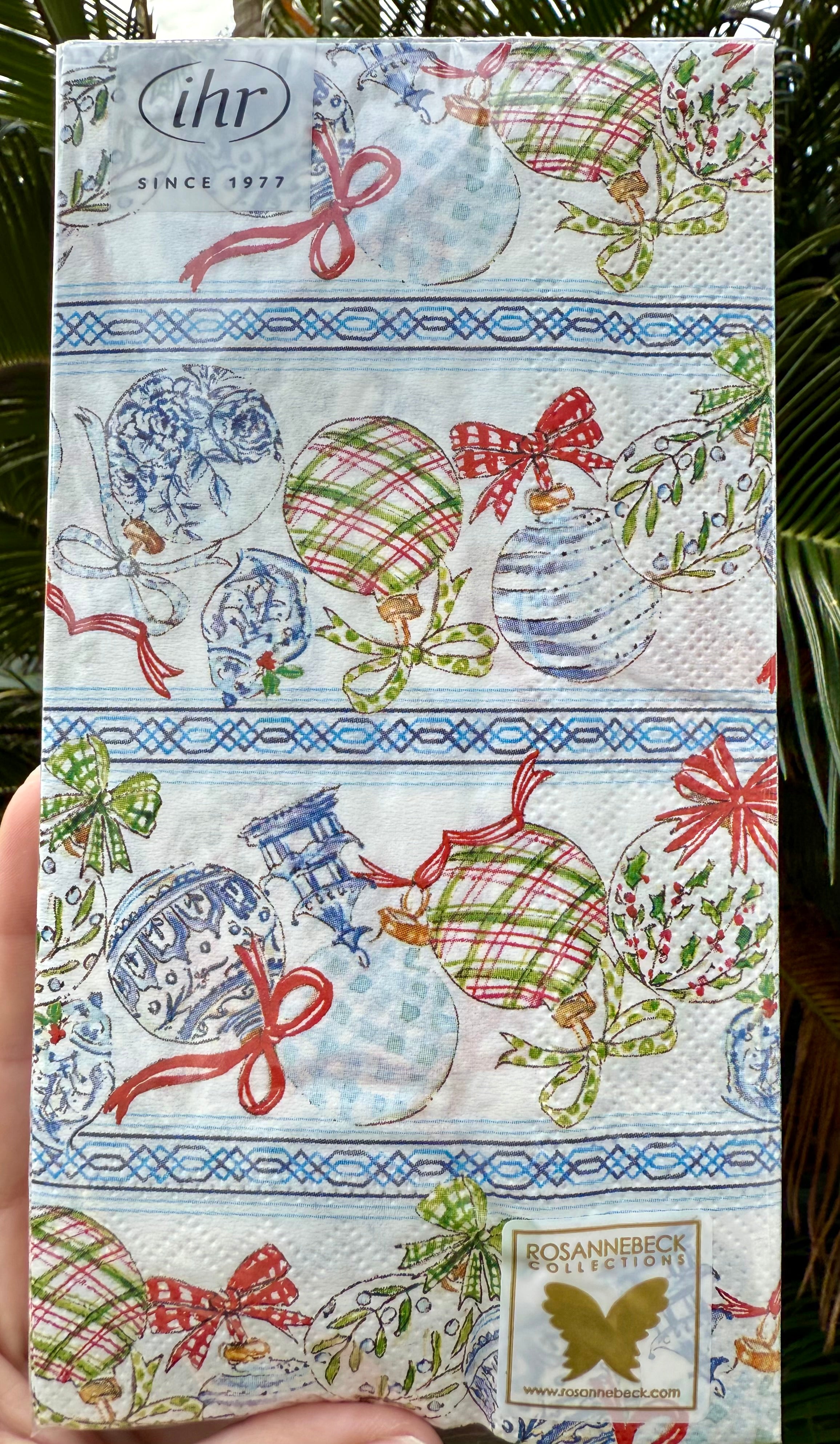 Blue Ornaments Christmas Guest Towels