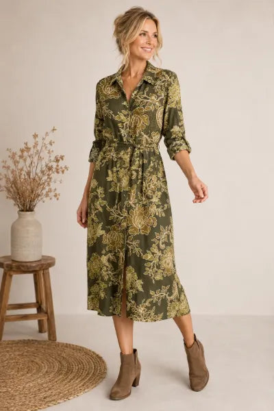 Paisley Button Down Midi Dress
