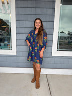 Navy Floral Fall Dress