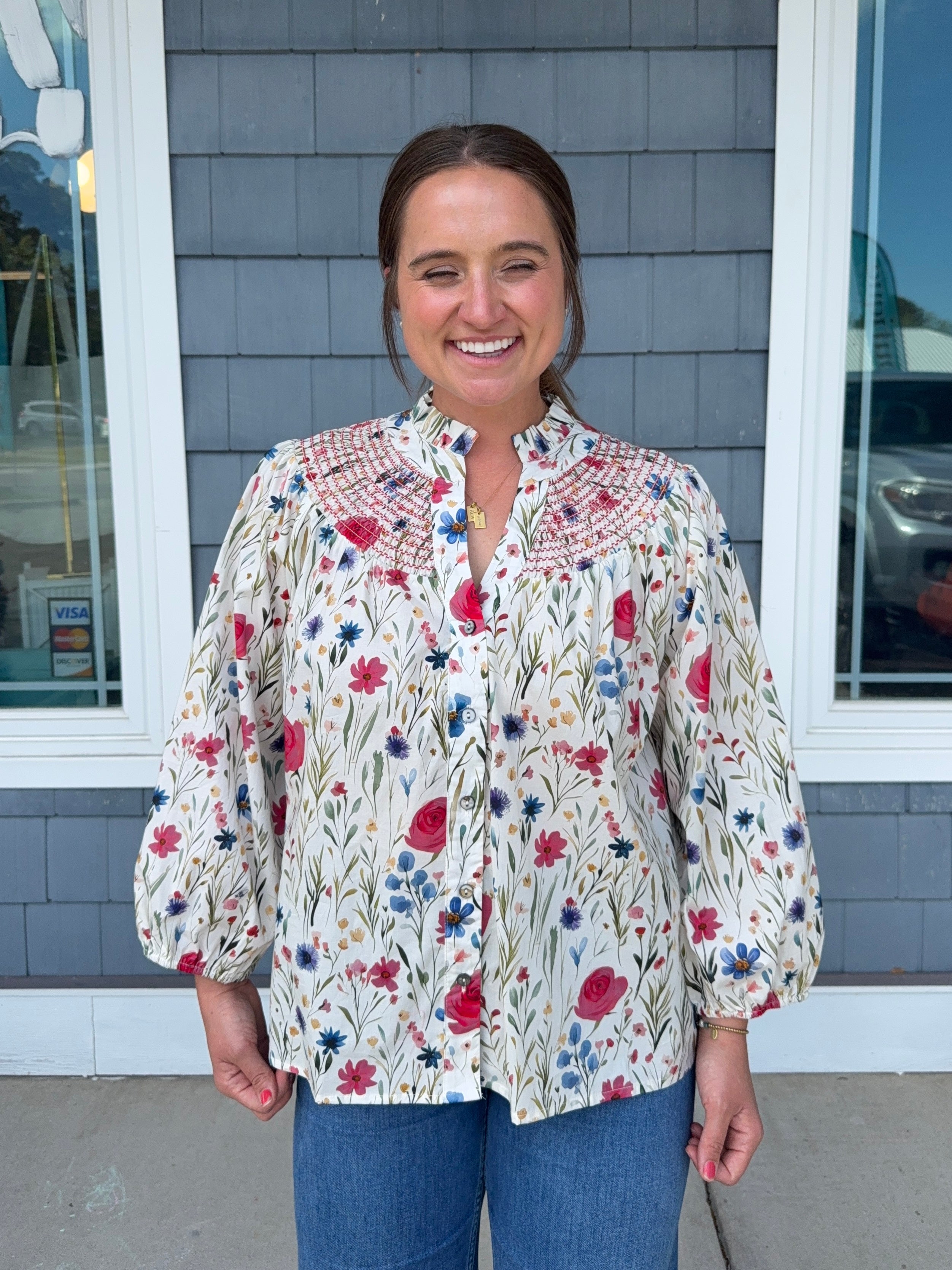 Cream Floral Pattern Top