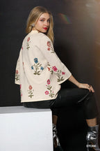 Cream Floral Knit Sweater With Wide Sleeves SHIPS OR PICKUP FROM COCO 10/10/25